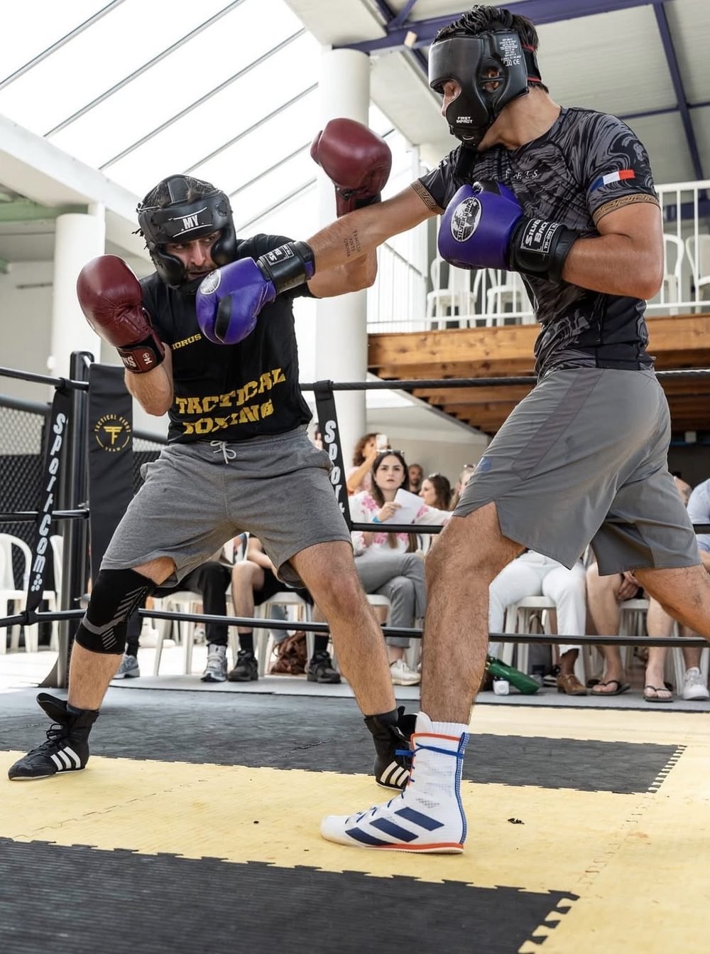 Sparring de boxe anglaise sur le ring du Tactical Fight Team Albi