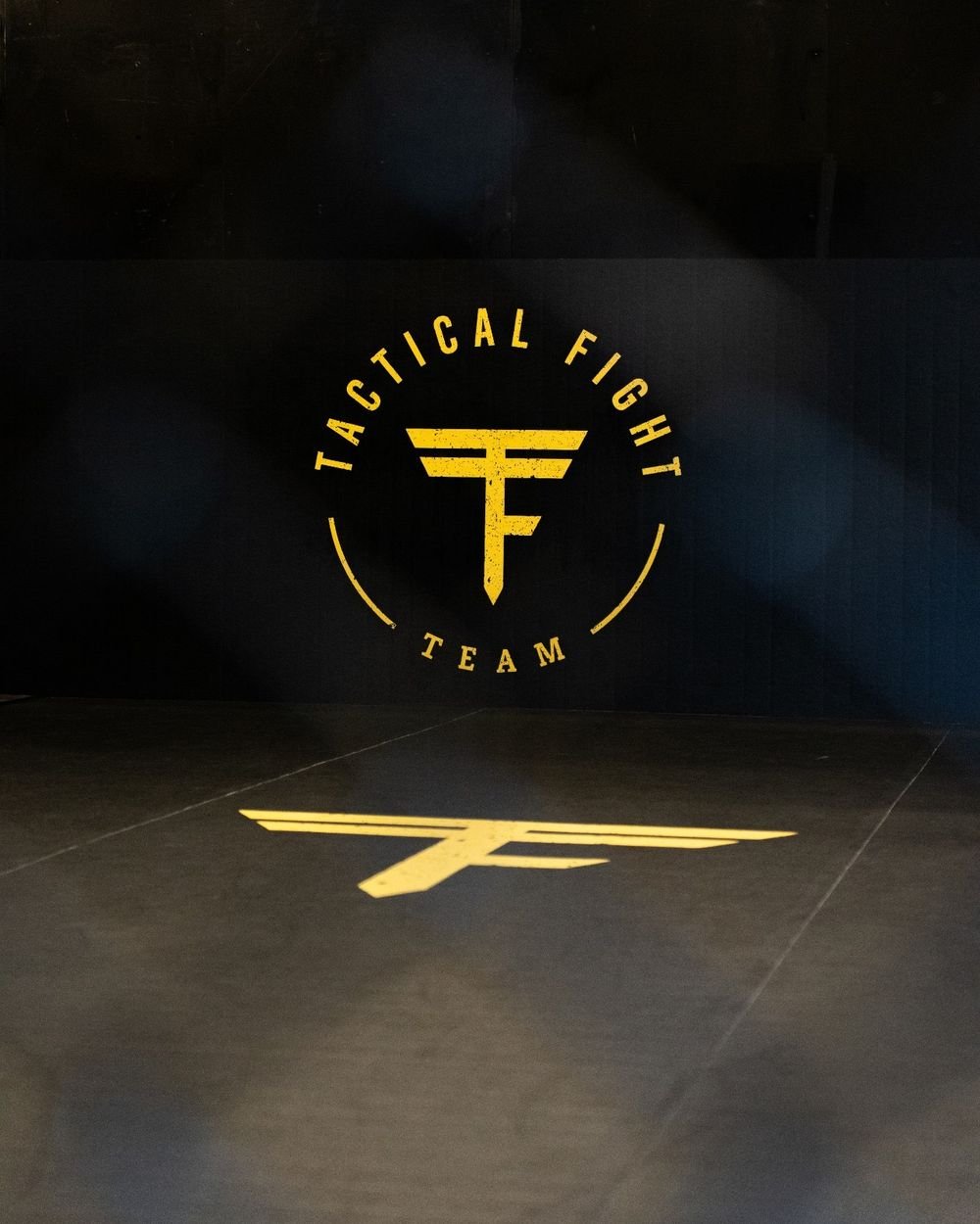 Le logo Tactical Fight Team dans la salle d'Albi